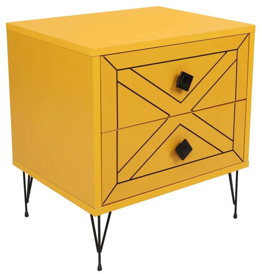 Mesa de Cabeceira Luna – Amarelo Vibrante (50 x 55 x 40 cm) | Estilo e