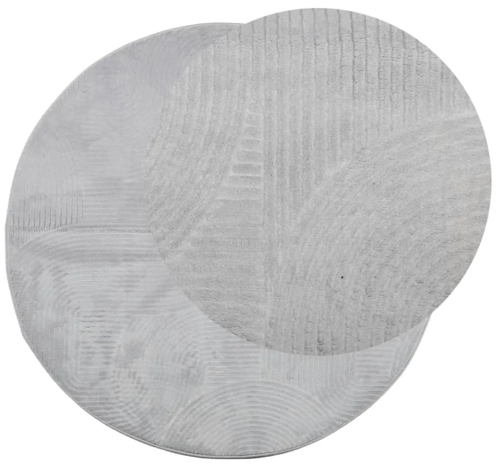 Tapete de pelo curto IZA visual escandinavo Ø 120 cm cinzento