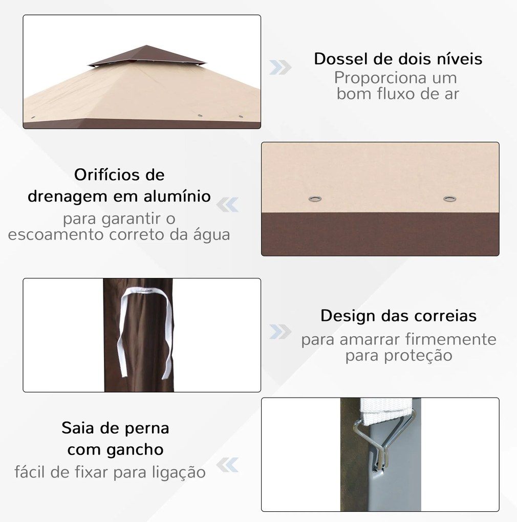 Tenda Dobrável 3,85x3,85 m Tenda de Jardim com Telhado Duplo Altura Aj