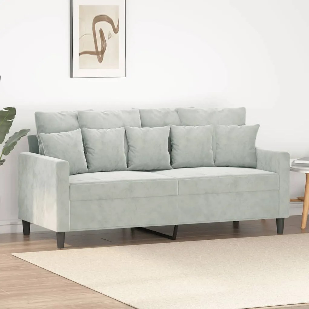 Sofá de 2 lugares 140 cm veludo cinza-claro