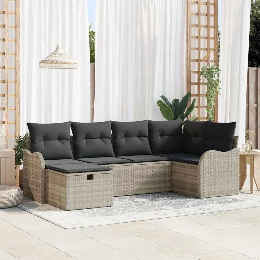 vidaXL Conjunto de Sofá de Jardim com almofada 6 pcs Cinzento-claro