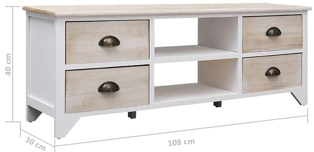 Móvel de TV 108x30x40 cm madeira paulownia maciça
