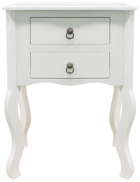 Mesa de Cabeceira Louge com 2 Gavetas - Branco - Design Clássico