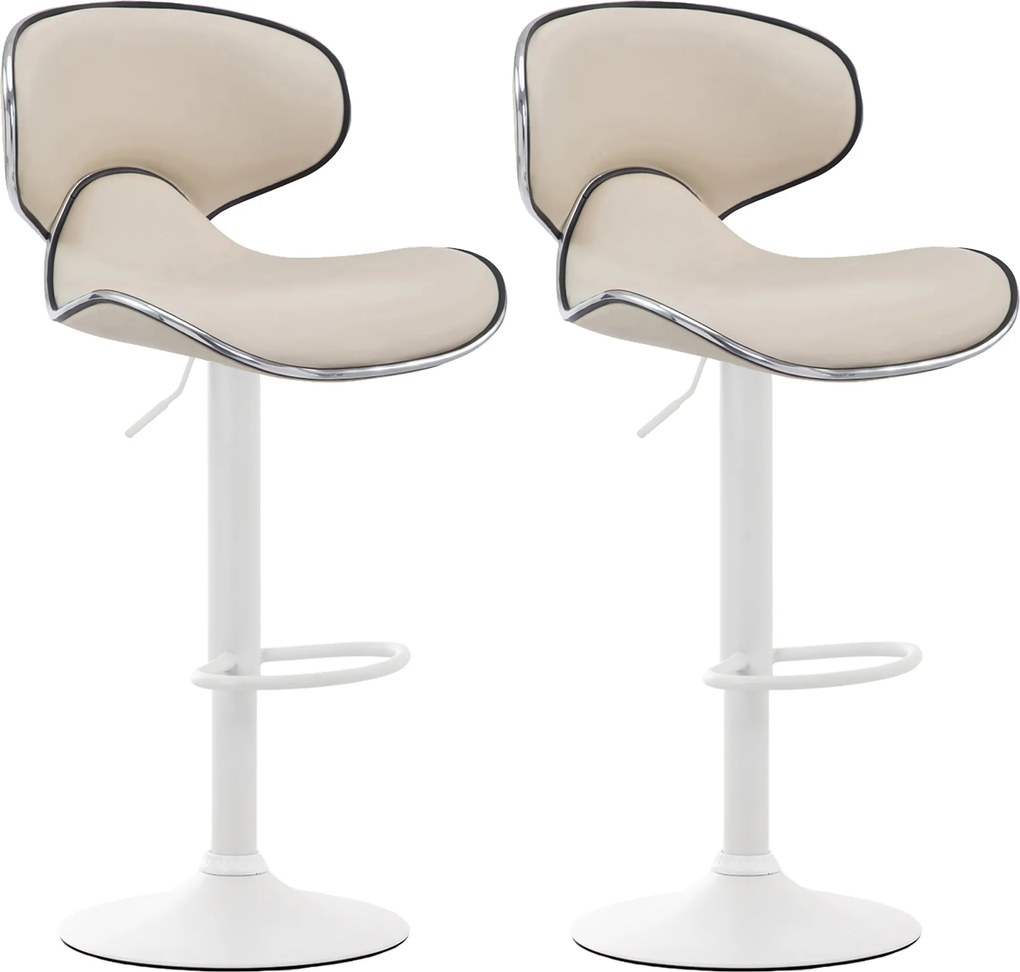 Conjunto de 2 bancos de bar em couro sintético Creme