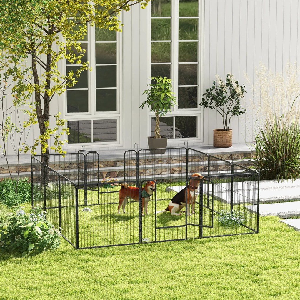 Recinto modular em aço com revestimento epóxi e porta com fechadura para cães e pequenos animais, para uso interior e exterior, 80 x 80 cm, cinzento
