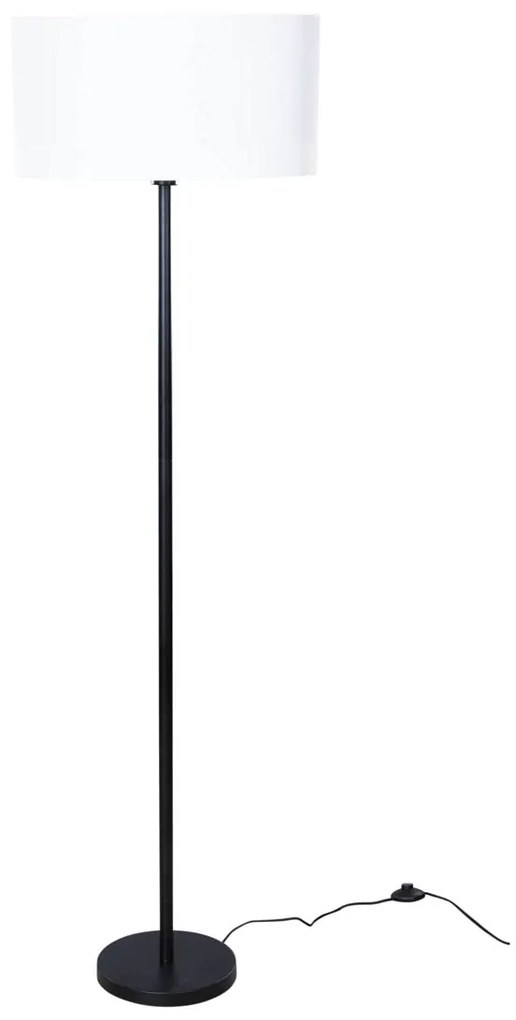 Vloerlamp wit met ovale linnen kap wit 50cm - Simplo Moderno,Clássico / Antigo