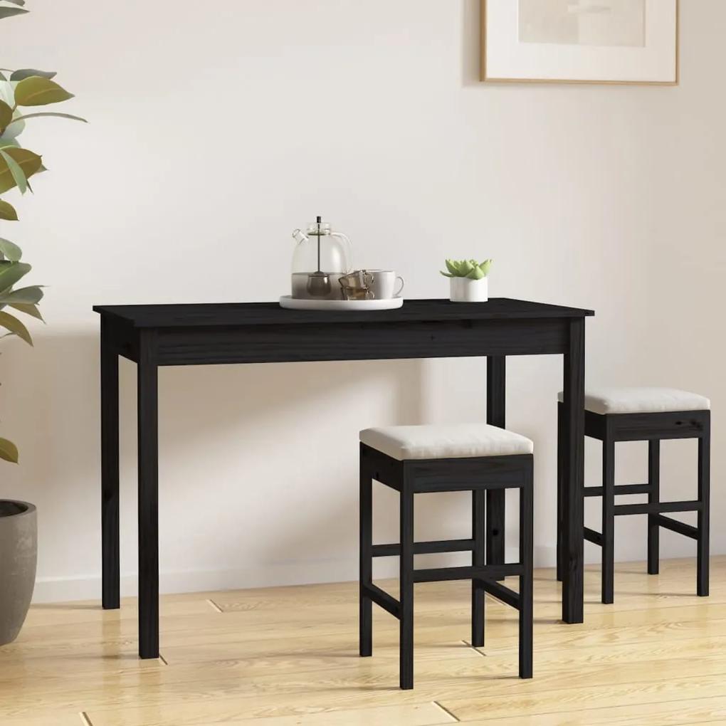 Mesa de jantar 110x55x75 cm madeira de pinho maciça preto