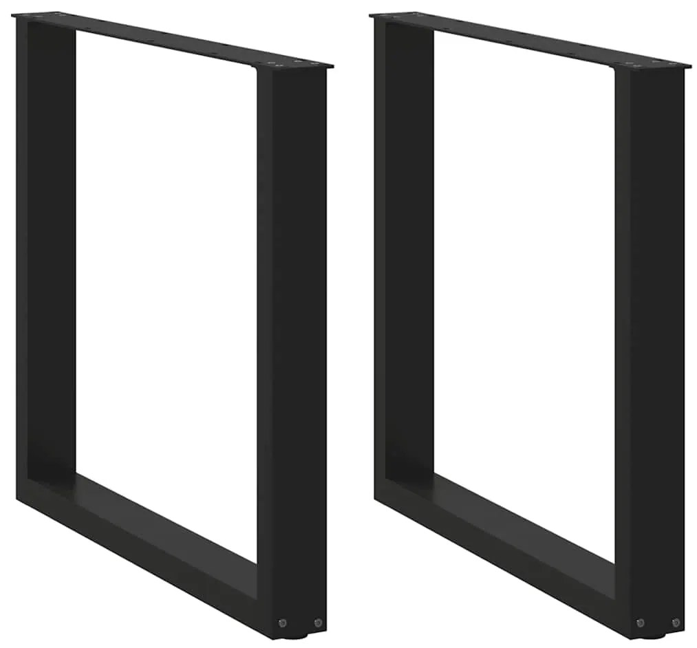 Pés de mesa de jantar em forma de U, 2 peças, preto, 80x (72-73) cm, a