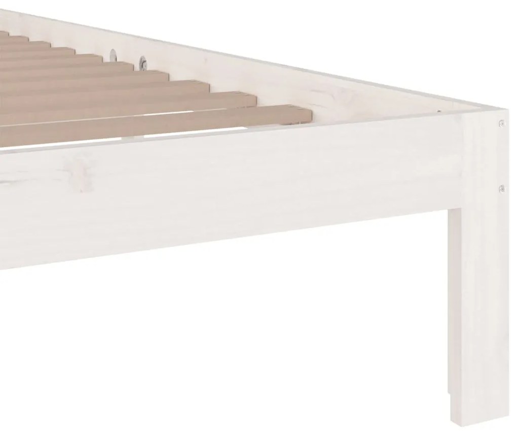 Estrutura de cama king 150x200 cm madeira maciça branco