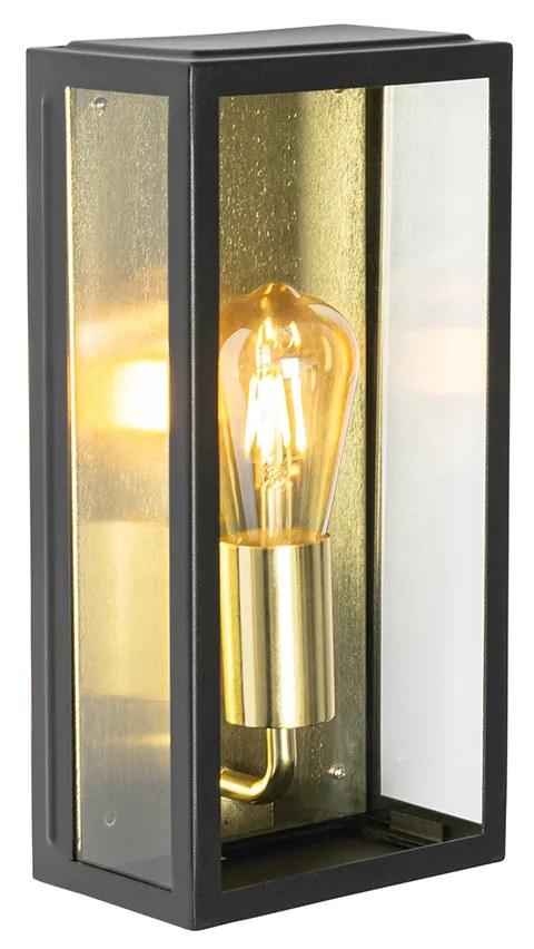 Luminária de parede exterior industrial preto com dourado IP44 - Rotterdam Industrial