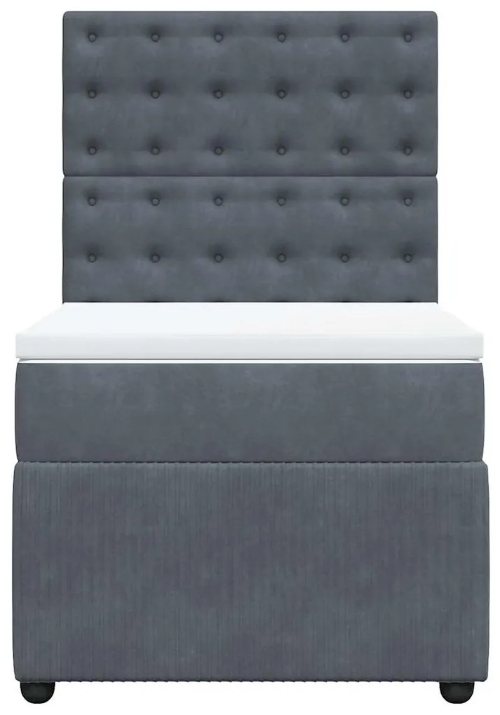 Cama com molas/colchão 90x190 cm veludo cinza-escuro