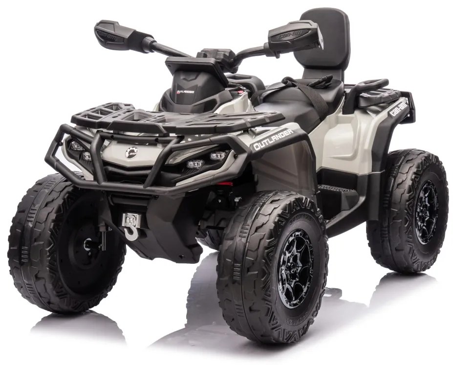 Moto 4 elétrica para crianças 12V Can Am Outlander 4x4 com controlo remoto, rodas Espuma EVA, assento couro Carga até 50Kg Cinzenta