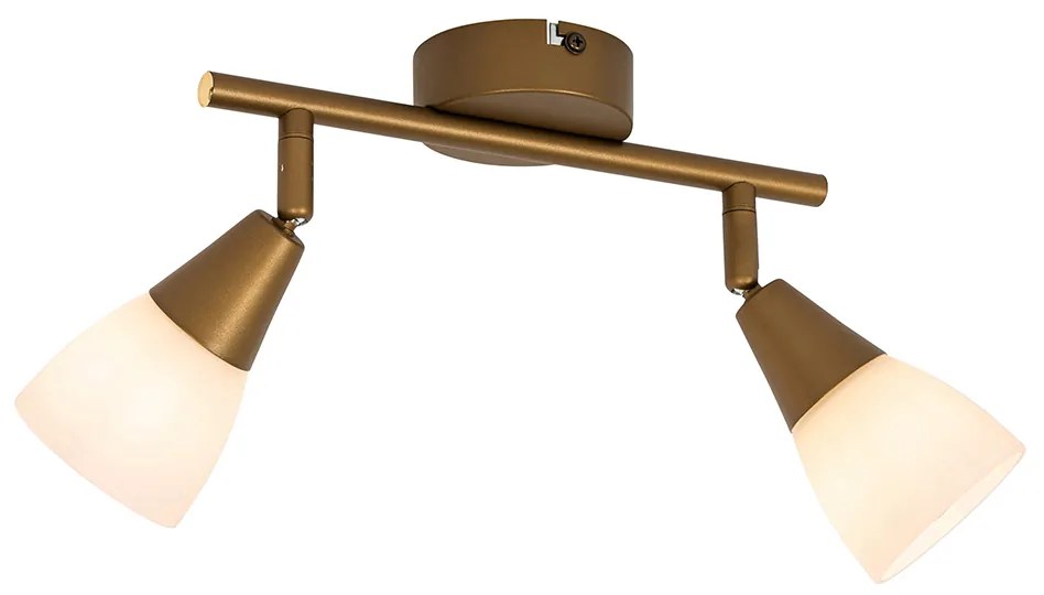 Candeeiro de teto clássico dourado com vidro fosco 2 luzes - Madi