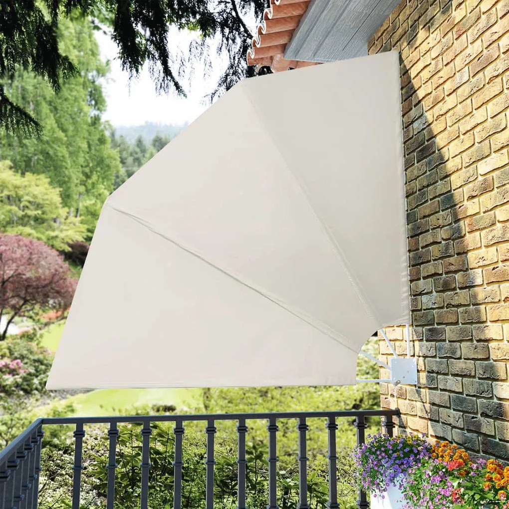 41576 vidaXL Toldo lateral dobrável para varanda 210x210 cm creme