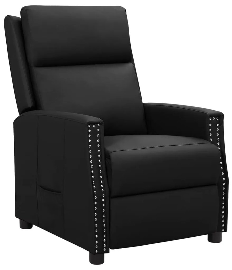 338836 vidaXL Poltrona reclinável couro artificial preto