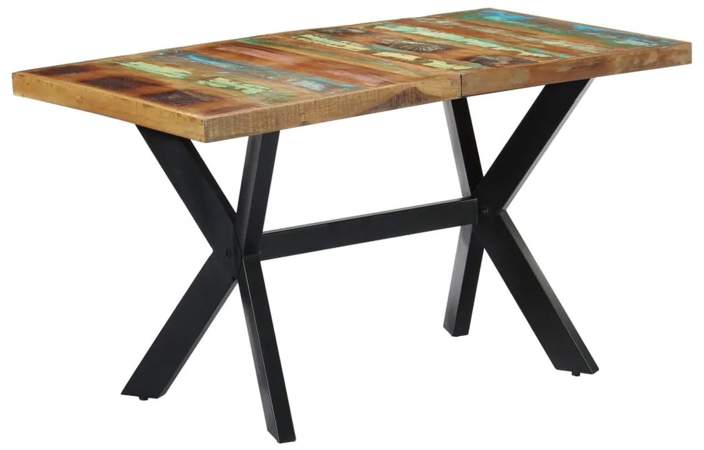 Mesa de jantar 140x70x75 cm madeira recuperada maciça