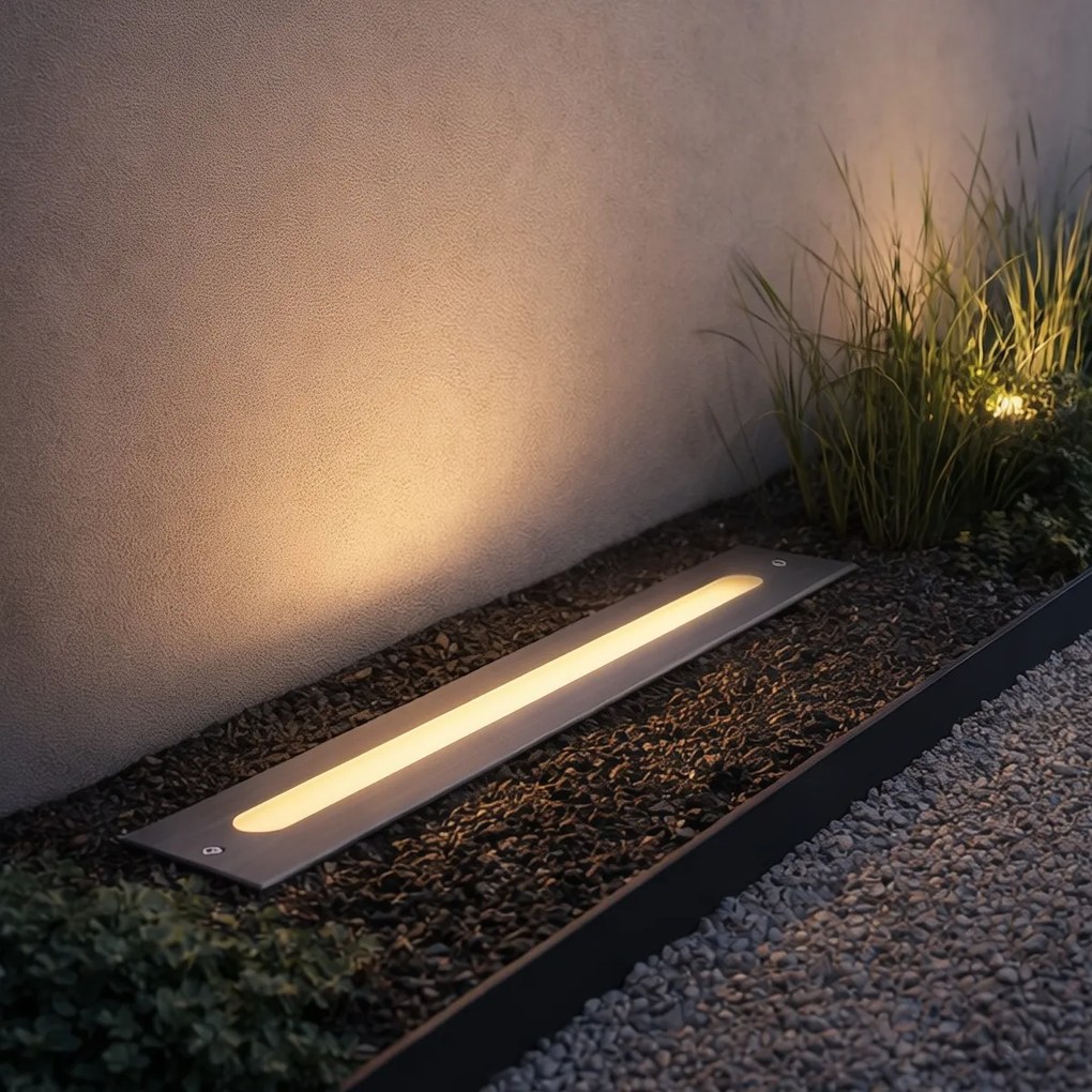 Foco de chão moderno em aço 50 cm com LED IP65 - Eline