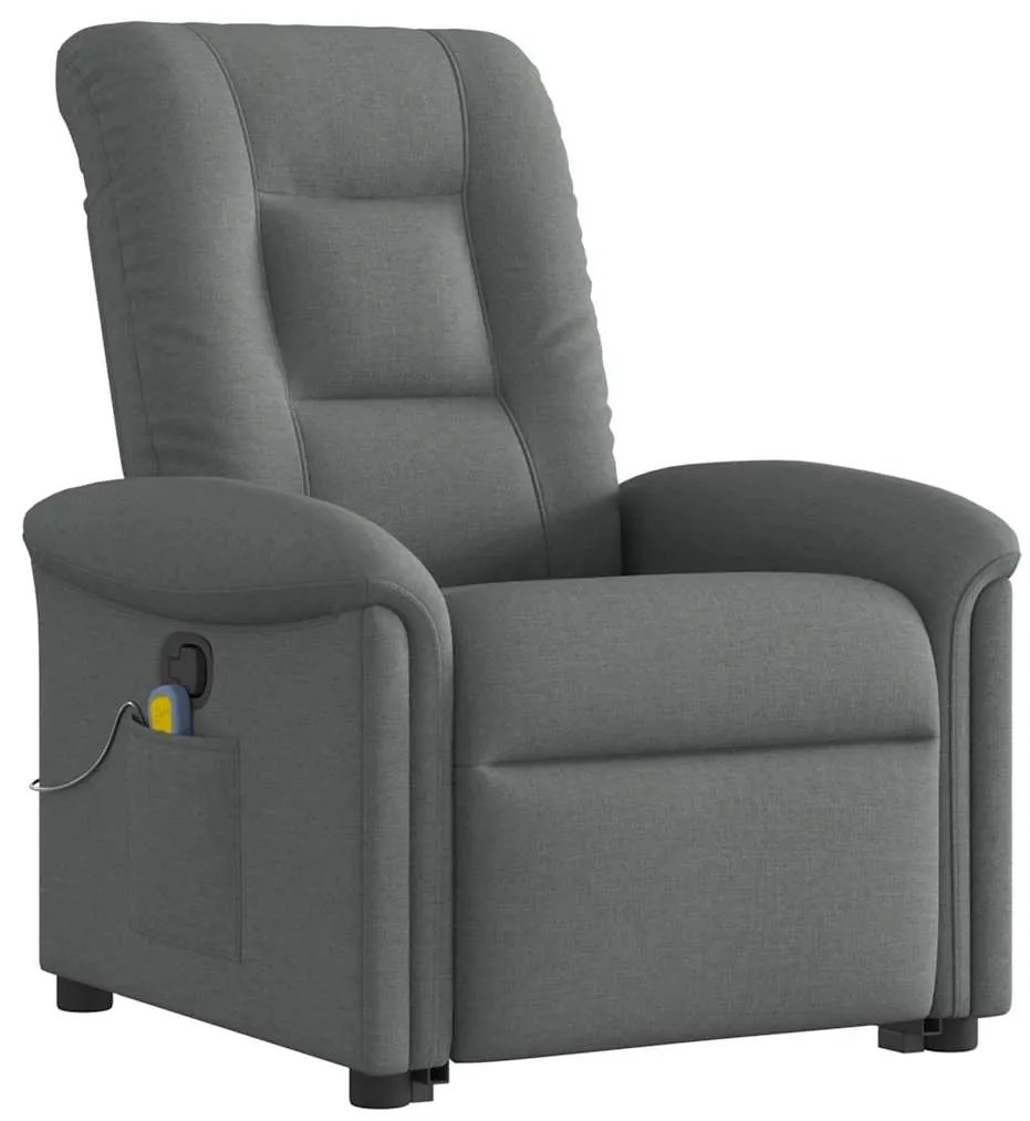 Poltrona elevatória de massagens tecido cinzento-escuro