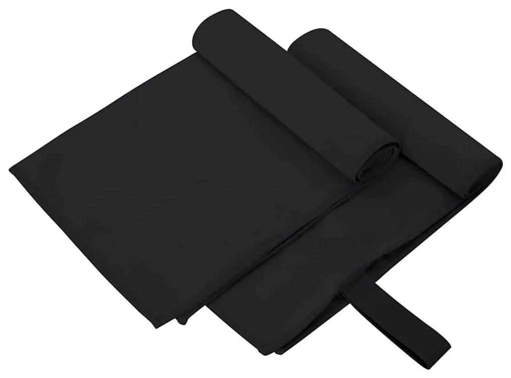vidaXL Toalhas Esportivas 2 pcs Preto 50 x 30 cm Poliéster e poliamida
