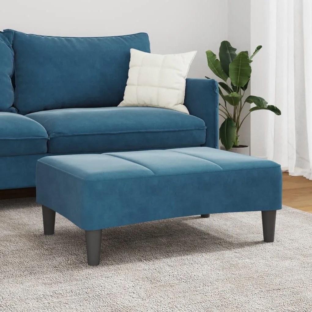 Apoio de pés 77x55x31 cm veludo azul