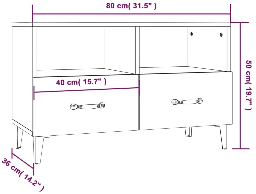 Móvel de TV 80x36x50 cm derivados de madeira cinzento sonoma