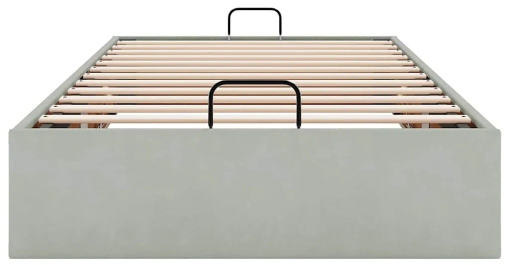 Otomano Bed Frame No Colchão Cinzento Claro 80x200 cm Veludo