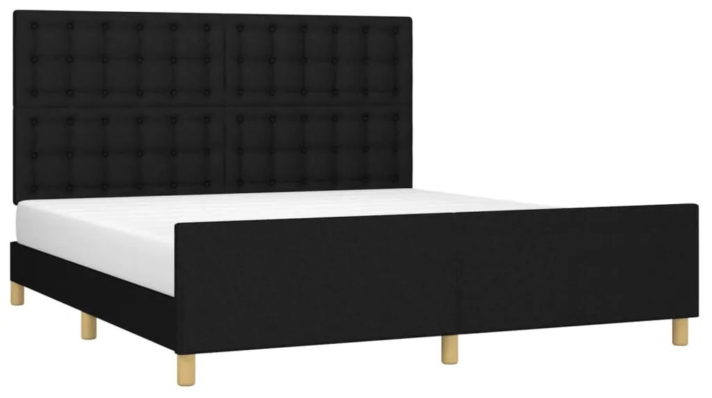 Estrutura de cama 180x200 cm tecido preto