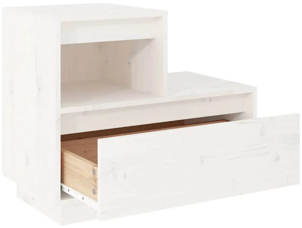 Mesa de cabeceira 60x34x51 cm madeira de pinho maciça branco