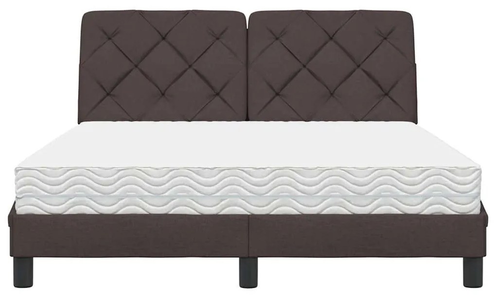 Cama com colchão 120x200 cm tecido castanho-escuro