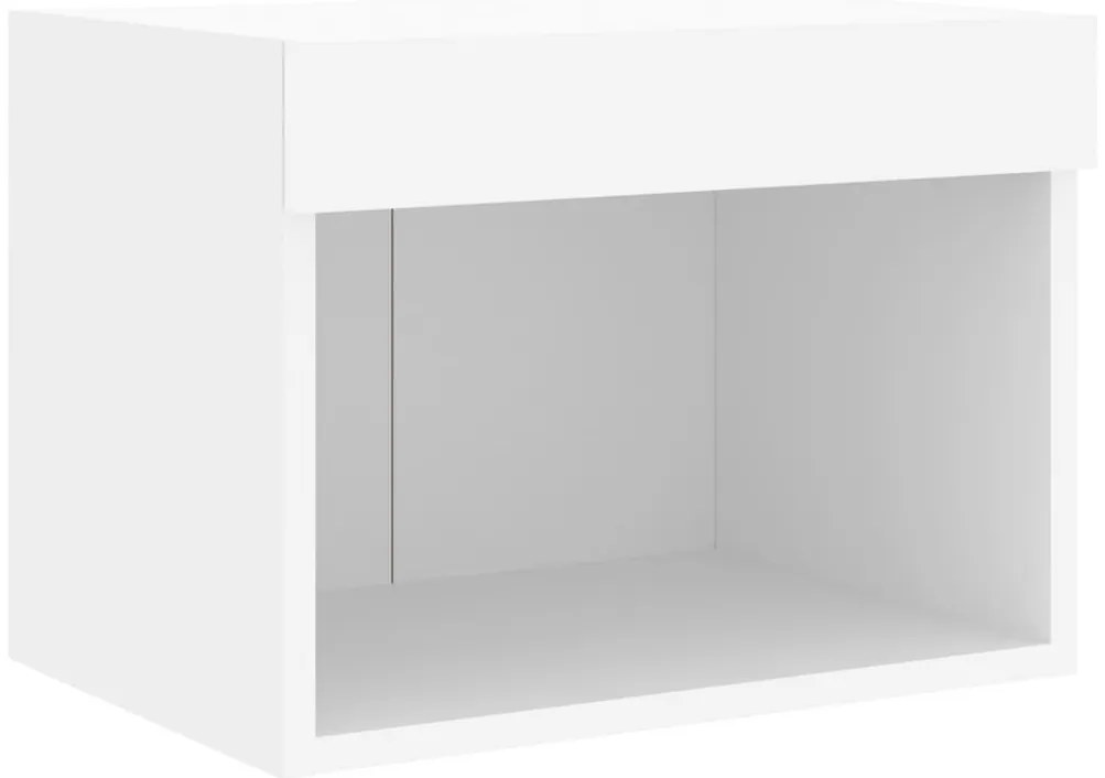 Mesas de cabeceira de parede com luzes LED 2 pcs branco