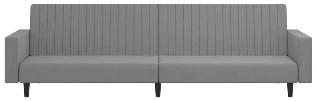 Sofá-cama de 2 lugares veludo cinzento-claro