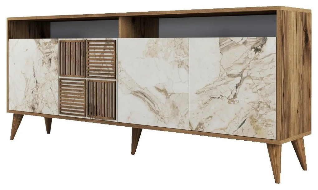 Conjunto de Mobiliário de Sala Milan500 – Nogueira e Branco – Cómoda 1