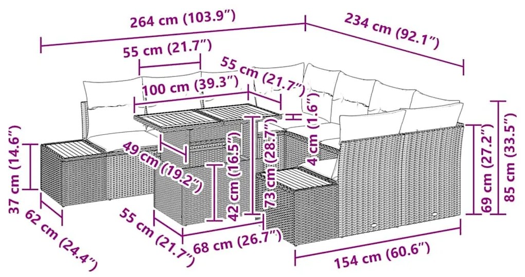 Conjunto de Jantar de Jardim com 9 Peças, Almofadas Beiges e Acácia em