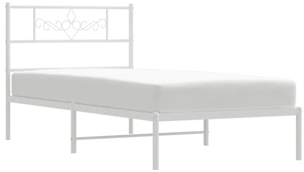 Estrutura de cama com cabeceira 90x190 cm metal branco