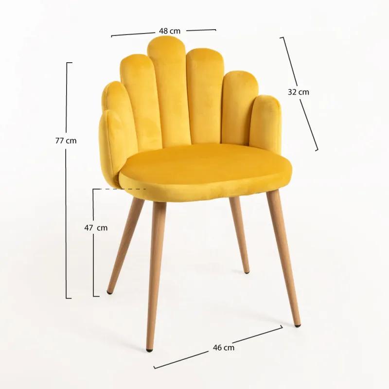Cadeira Hand Veludo - Amarelo