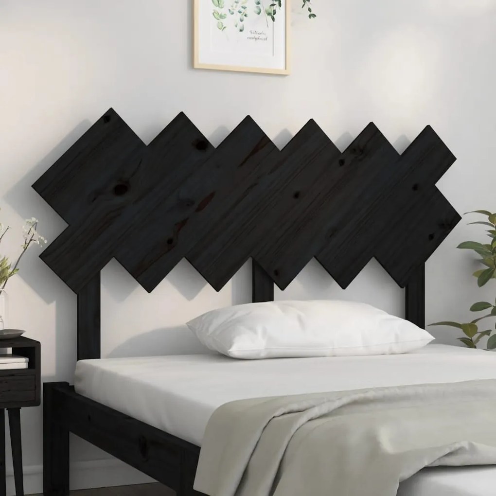 Cabeceira de cama 132x3x81 cm pinho maciço preto