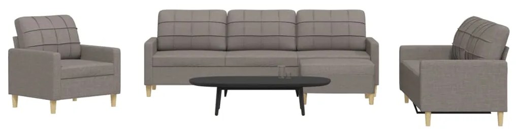 vidaXL 4 pcs conjunto de sofás com apoio pés tecido cinza-acastanhado