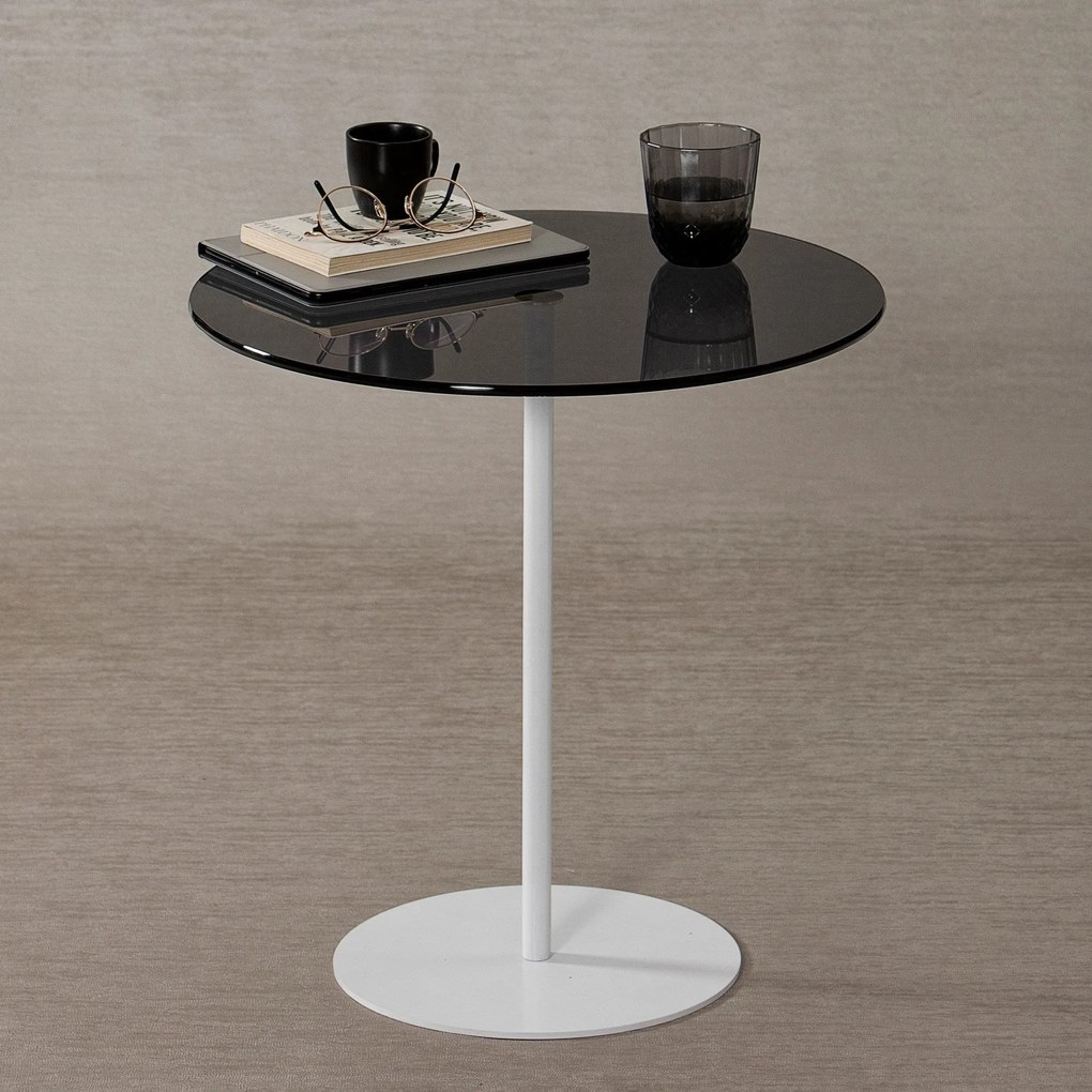 Mesa Lateral Chill-Out – Branco e Cinzento Escuro – 50cmx50cmx50cm