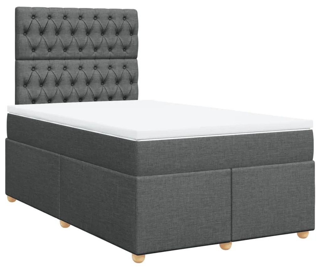 Cama boxspring com colchão 120x190 cm tecido cinzento-escuro