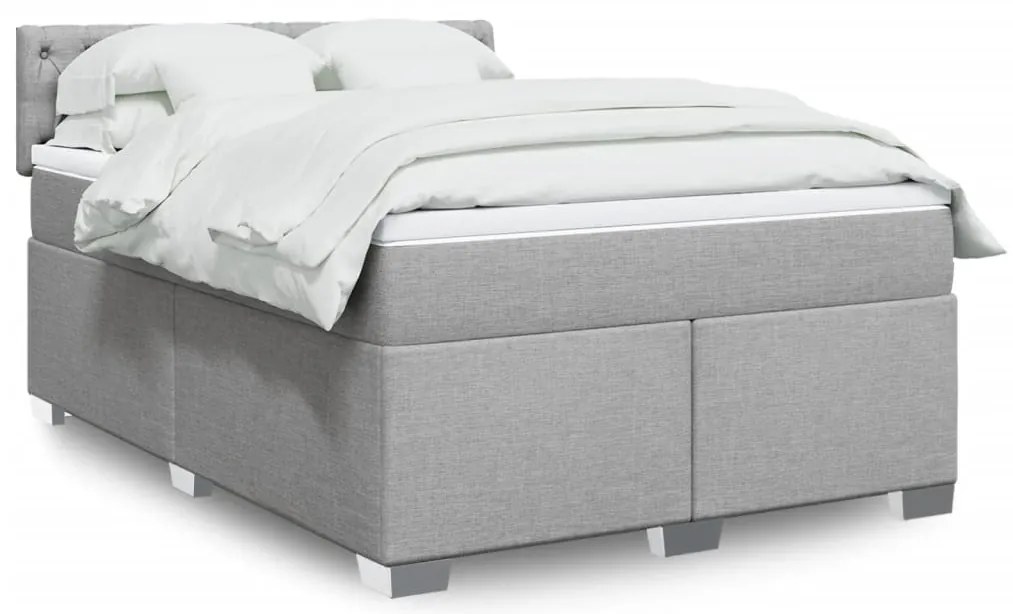 vidaXL Cama com molas/colchão 140x200 cm tecido cinzento-claro
