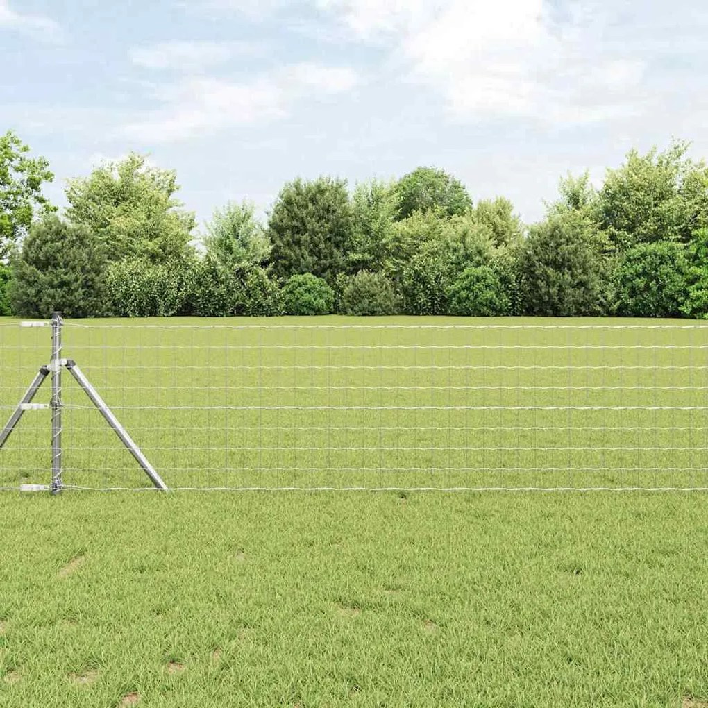 vidaXL Cerca Euro com 7 postes 0,8 x 10 m em aço galvanizado