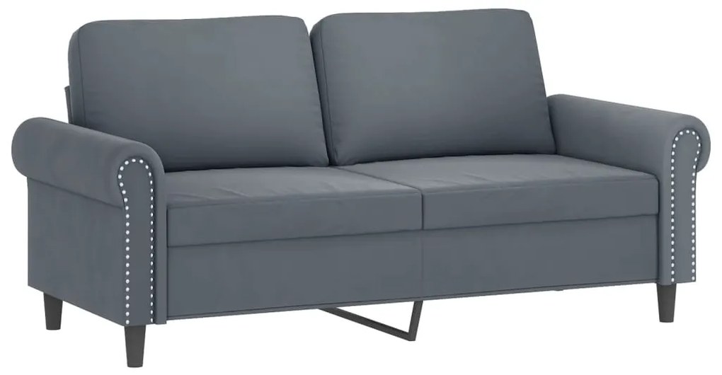 Sofá 2 lug. c/ almofadas decorativas 140 cm veludo cinza-escuro