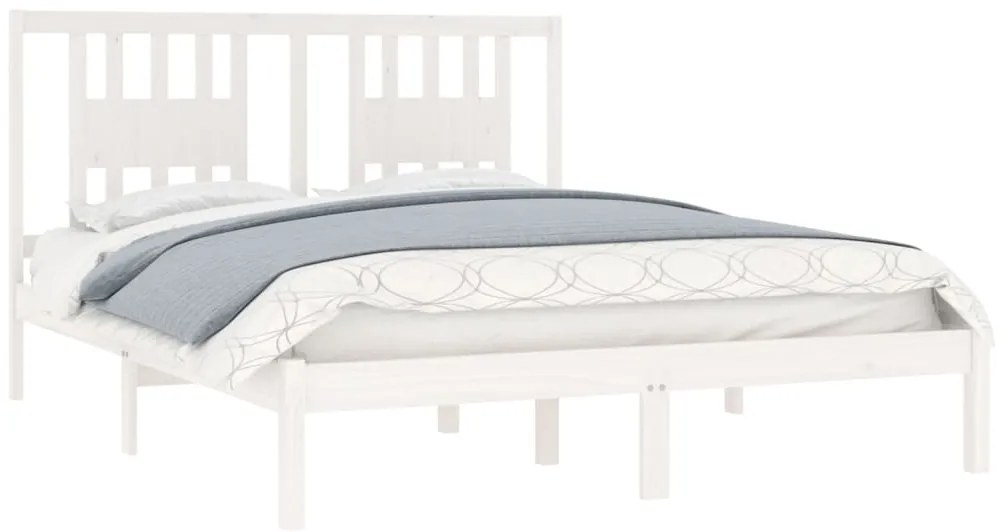 Estrutura de cama 160x200 cm madeira de pinho maciça branco