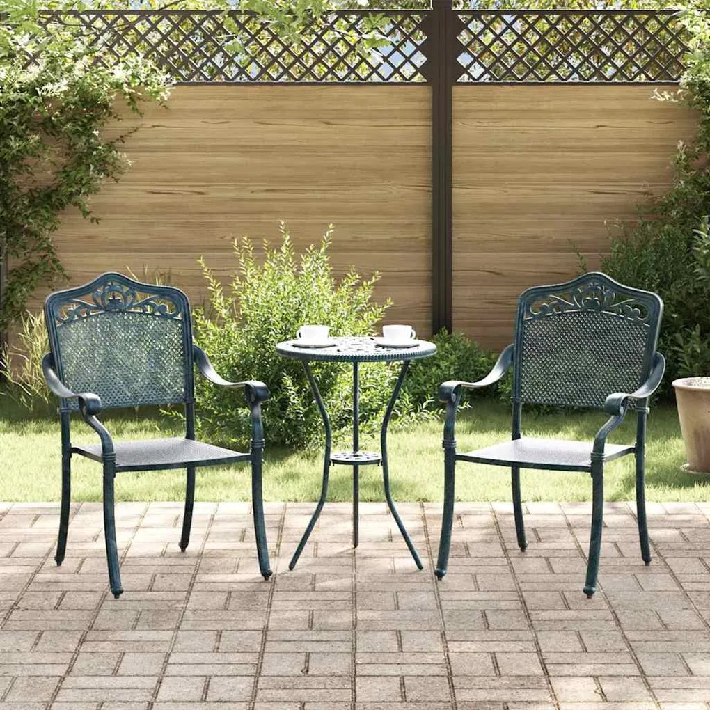vidaXL Cadeira de Jardim 2 pcs Verde 64 x 62 x 93cm Alumínio