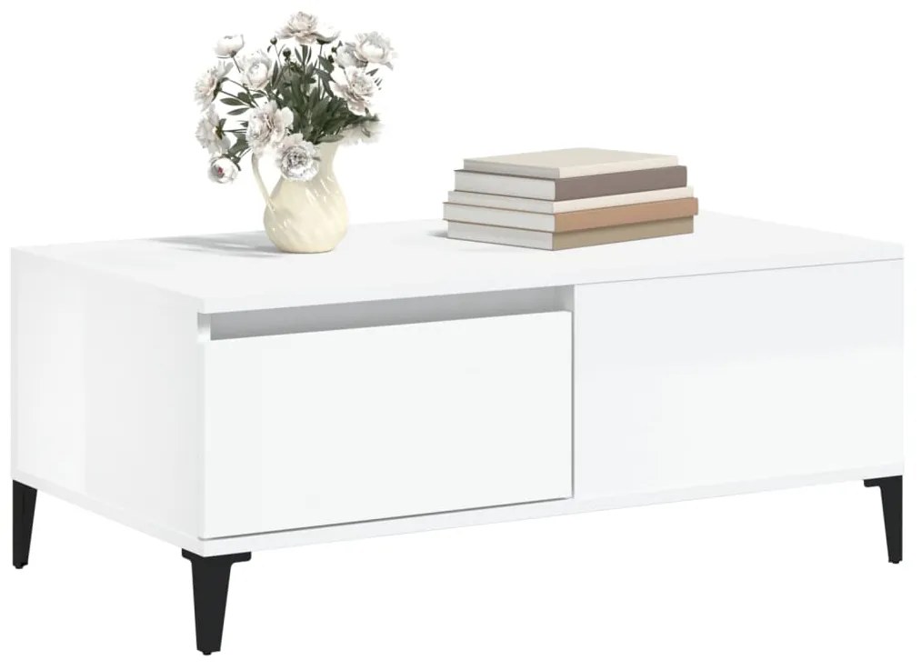 Mesa de centro 90x50x36,5 cm derivados madeira branco brilhante