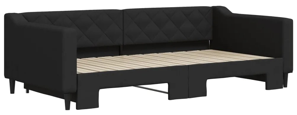 Sofá-cama com gavetão 100x200 cm tecido preto