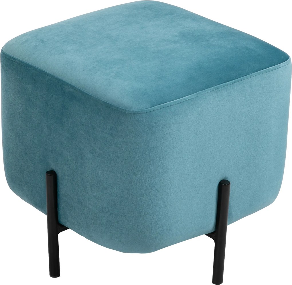 HOMCOM Pufe Apoio para Pés Acolchoado Poliéster Aço Espuma Turquesa 44,5 x 44,5 x 41,5 cm | Aosom Portugal