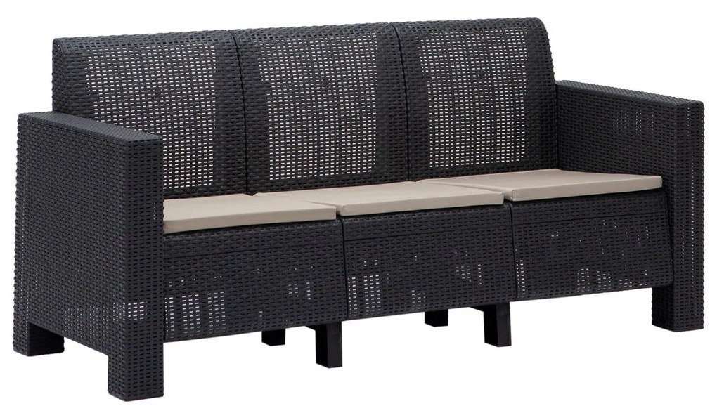 Conjunto Lounge de Jardim “Aksu” — Sofá, Poltronas e Mesa de Centro —