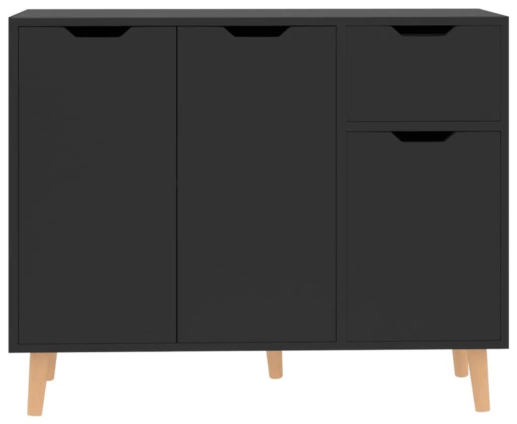 Aparador 90x30x72 cm derivados de madeira preto brilhante