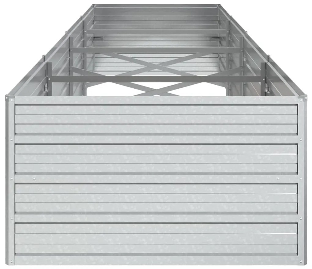 Canteiro elevado de jardim 320x80x45cm aço galvanizado prateado